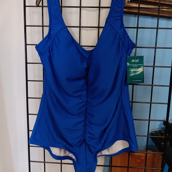 NEW Maxine of Hollywood Sz 20W Royal Blue One Piece Spa Swim Suit Plus NWT - Picture 1 of 6